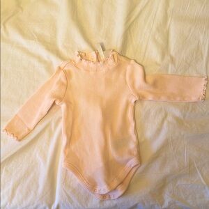 Janie and Jack Soft Pink Ribbed Long-Sleeve Baby One-Piece Bodysuit